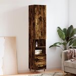 vidaXL Buffet haut Chêne fumé 34 5x34x180 cm Bois d'ingénierie
