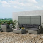 vidaXL Salon de jardin avec coussins 6 Pièces résine tressée gris