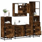 vidaXL Ensemble meubles salle de bain 4 Pièces chêne fumé bois ingénierie