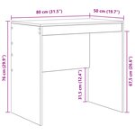 vidaXL Bureau chêne Sonoma 80x50x76 cm bois d'ingénierie