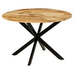 vidaXL Table à manger Bois de manguier brut massif et acier 120x77 cm