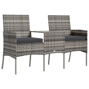 vidaXL Canapé jardin 2 places et table basse Résine tressée Anthracite