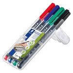 Stylo feutre permanent staedtler lumocolor 'dry safe' couleurs assorties 0 6 mm - pochette de 4