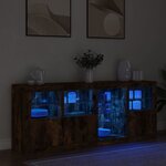 vidaXL Buffet avec lumières LED chêne fumé 164x37x67 cm