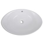 vidaXL Lavabo ovale en céramique avec trop plein 59 x 38 5 cm