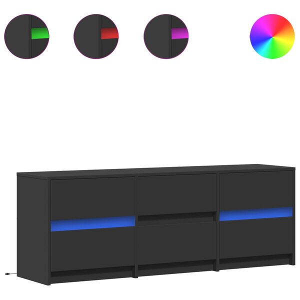vidaXL Meuble TV avec LED noir 140x34x50 cm bois d'ingénierie