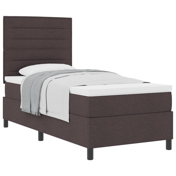 vidaXL Lit à ressorts avec matelas Marron foncé 80 x 200 cm tissu