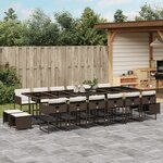 vidaXL Ensemble à manger de jardin et coussins 17 Pièces marron rotin