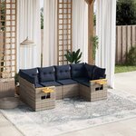 vidaXL Salon de jardin 6 Pièces avec coussins gris résine tressée