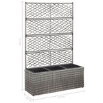 vidaXL Lit surélevé en treillis 3 pots 83x30x130cm Résine tressée Gris
