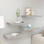 vidaXL Étagères murales flottantes 4 Pièces gris béton 50x23x3 8 cm MDF