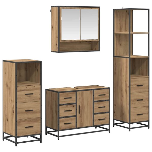 vidaXL Ensemble de mobilier de salle de bain 4 Pièces chêne artisanal