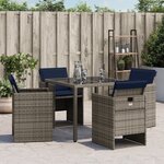 vidaXL Chaises de jardin avec coussins lot de 4 gris résine tressée