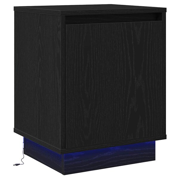 vidaXL Cabinet de chevet avec Noir 39 x 34.5 x 50 cm Bois d'ingénierie