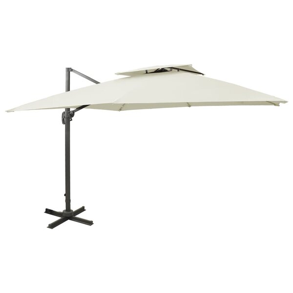vidaXL Parasol de jardin déporté avec double plateau 300 x 300 cm Sable