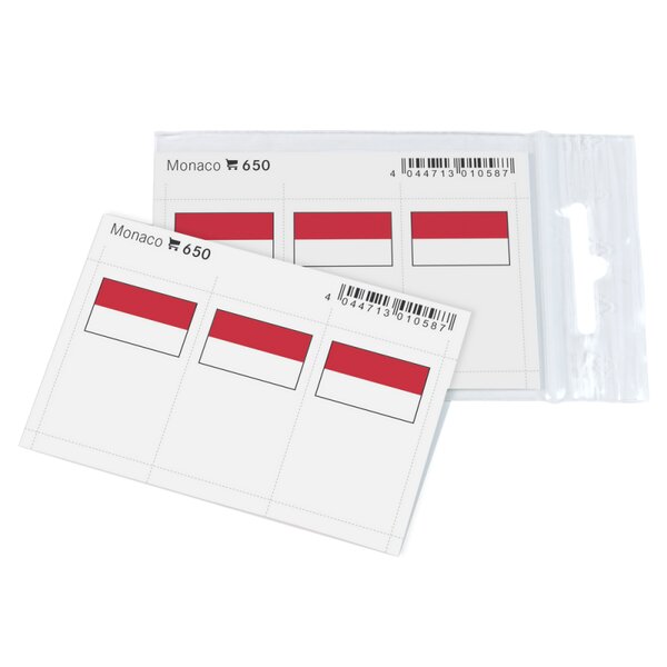 Feuillet de drapeaux Monaco en couleurs pour reliures.