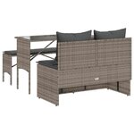 vidaXL Ensemble à manger de jardin 3 Pièces coussins gris résine tressée