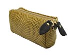 Petite pochette trousse en cuir Jaune Moutarde