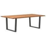 vidaXL Table à manger avec bord naturel 220x120x74cm bois massif chêne