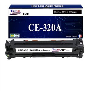 T3AZUR - Toner compatible avec CE320A pour HP LaserJet Pro CM1400 CM1410 CM1410 CM1411FN CM1412FN CM1413FN - Noire