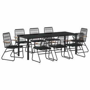 vidaXL Ensemble de salle à manger pour jardin 9 Pièces Noir Rattan PVC