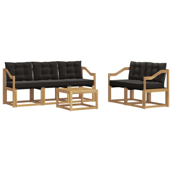 vidaXL Ensemble de canapés d'extérieur 6 Pièces Blanc et noir