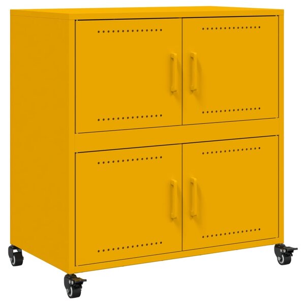 vidaXL Buffet jaune moutarde 68x39x72 cm acier