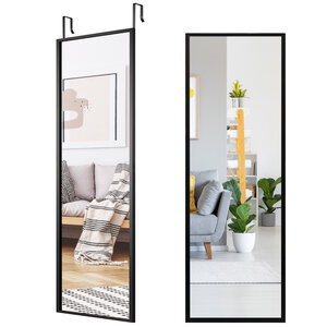 Miroir à suspendre pour porte 36 5 x 107 cm verre haute définition pratique moderne en noir 20_0018842