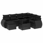 vidaXL Salon de jardin 8 Pièces avec coussins noir résine tressée