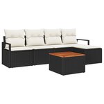 vidaXL Ensemble de Canapé de Jardin 6 Pièces Noir  blanc Grand Rotin