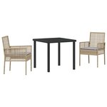 vidaXL Ensemble de salle à manger pour jardin 3 Pièces Beige polyrotin