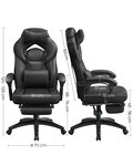 Fauteuil de bureau hauteur gamer réglable 150 kg ergonomique noir 12_0005898