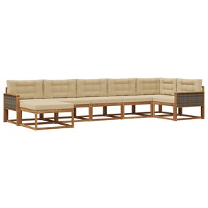 vidaXL Ensemble de canapés d'extérieur 7 Pièces Naturel et Beige