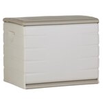 PLASTIKEN Coffre 260L Intérieur/Extérieur Fonctionnel et Esthétique Cadenassable avec Roulettes Beige