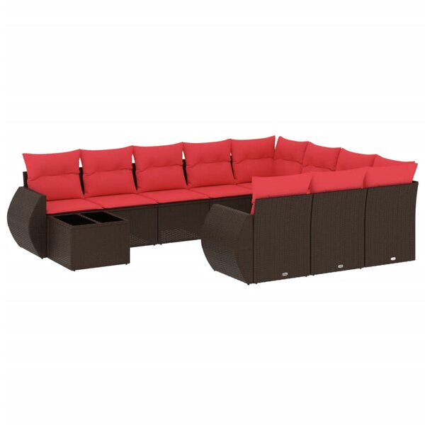 vidaXL Salon de jardin et coussins 11 Pièces marron résine tressée