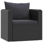 vidaXL Salon de jardin 7 Pièces avec coussins Résine tressée Noir