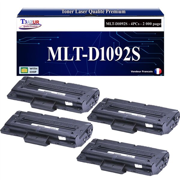 T3AZUR -4x Toners compatibles avec Samsung MLT-D1092S MLTD1092S pour Samsung SCX4300 SCX-4300