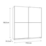 Armoire de chambre -Panneaux de particules - Décor chene cendré clair - 2 portes - L 170,3 x P 61,2 x H 190,5 cm