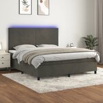vidaXL Sommier à lattes de lit avec matelas LED Gris foncé 180x200 cm