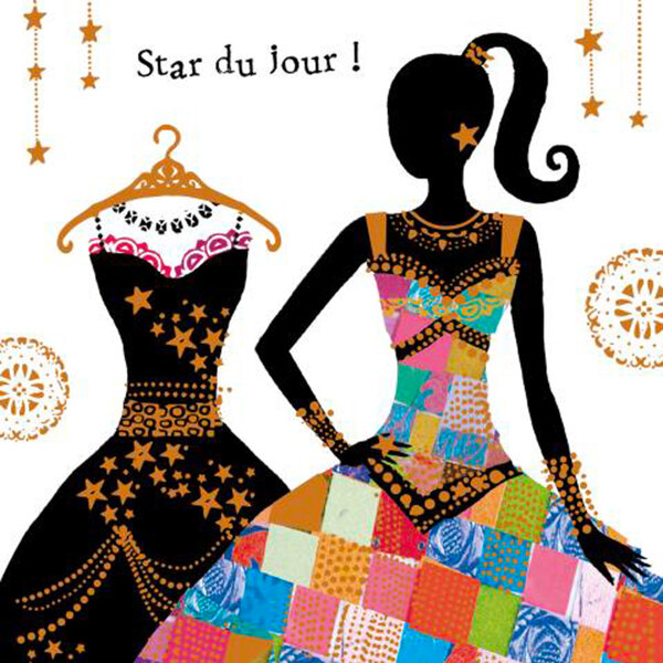Carte postale star du jour 2 volets avec enveloppe
