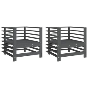 vidaXL Chaises de jardin lot de 2 gris bois massif de pin