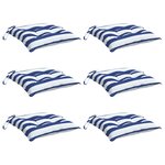 vidaXL Coussins de chaise lot de 6 rayures bleues blanches 50x50x7 cm