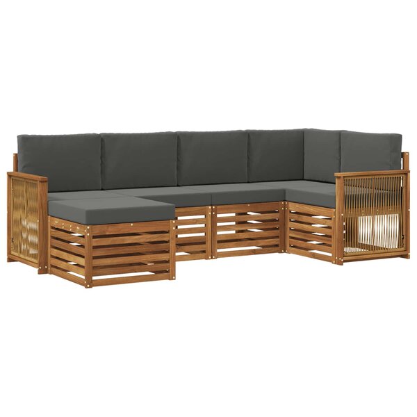 vidaXL Ensemble de canapés d'extérieur 5 pc Naturel et Anthracite