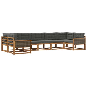 vidaXL Ensemble de canapés d'extérieur 7 pc Naturel et Anthracite