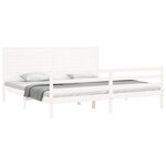 vidaXL Cadre de lit avec tête de lit blanc Super King Size bois massif