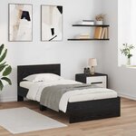 vidaXL Cadre de lit avec bandes LED Chêne noir Bois d'ingénierie