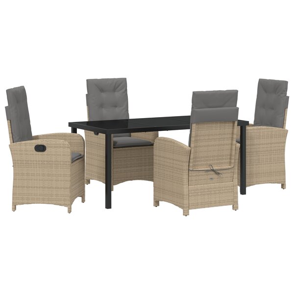vidaXL Ensemble de salle à manger de jardin 5 pièces avec coussins en poly rattan beige