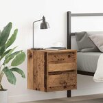 vidaXL Table de chevet murale vieux bois 38x34x40 cm