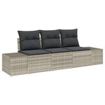 vidaXL Ensemble de canapé de jardin 3 Pièces Gris clair Poly rotin