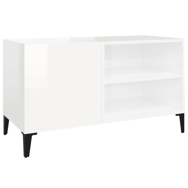 vidaXL Armoire à disques blanc brillant 84 5x38x48cm bois d'ingénierie